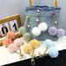 Bag Charm Cute Pearl Keychain Small Fresh Candy Plush Ball Bag Pendant Car Key Chain Earphone Cover Pendant Accessories_viptrois.com