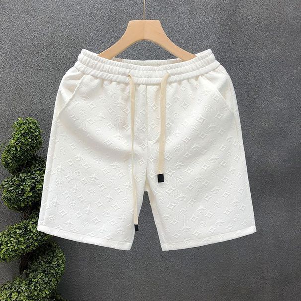 Men's Luxury White Jacquard Shorts - Big Brand Style Summer Trendy Half Pants_viptrois.com