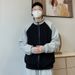 Pure Spring And Autumn New Sweatshirt High-end Color-blocking Design Simple Casual Turn-down Collar Loose Fit Plus Size Men_viptrois.com