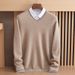 Nordmann Autumn Winter Men's V-Neck Long Sleeve Knitted Loose Simple Solid Color Cashmere Sweater Base Layer_viptrois.com