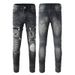 Men's Clothing Supply Of Trendy Men's Clothing, Hot Diamond Ripped Jeans, Men's Slim Fitting Skinny Dark Gray Men's High Street Stretch Pants_viptrois.com