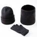 Winter Knit Scarf Hat Gloves Set – Ultra-Soft Acrylic Trio (Black/Grey/Wine, 20x29cm, Thick & Windproof, Unisex Cold-Weather Essential)_viptrois.com