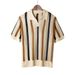 Men's Summer Short Sleeve T-Shirt - Geometric Color Block Striped Casual Knit Top, Relaxed Fit, Breathable Polyester Blend_viptrois.com