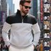 American Heavy Velvet Winter Casual Color Matching Loose Men's Large Size Stand Collar Zipper Sweatshirt Men_viptrois.com