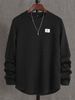 Men's Clothing New autumn and winter men's letter patch chest details casual loose round neck pullover long sleeve white sweatshirt_viptrois.com