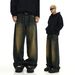 "Men's Vintage Loose Fit Jeans Retro Washed Denim, Straight Leg, Mud Dye, Distressed Style (90s Grunge, Unisex Appeal)"_viptrois.com