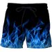 Men's Color Flame Print Dry Beach Shorts Printed Side Pockets Casual Shorts_viptrois.com
