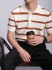 Men's Clothing Knitted Striped Shirt Short Sleeved Business Casual Ice Silk Lapel Half Sleeved Top T Shirt_viptrois.com
