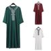 Men's Clothing Islamic Men's Short Sleeved Embroidered Moroccan Loose Ethnic Style Arab Robe_viptrois.com