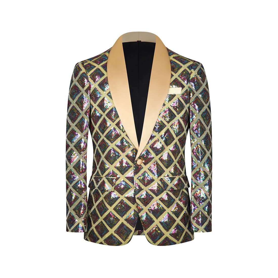 Men's Clothing New men's clothing three dimensional square sequin casual dance suit jacket boutique fashion suit jacket_viptrois.com