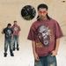 American High Portrait Print Short-sleeve T-shirt For Men, Summer Loose Fit, Washed And Distressed, Hip-hop_viptrois.com