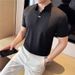 Men's Clothing The New Men's Elastic V Neck Short Sleeved Polo Shirt Light Luxury Texture Dark Stripes Ice Silk Seamless Lapel T Shirt_viptrois.com