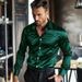 Men's Clothing Rock Men's Casual Nightclub Shiny Lapel Shirt Stage Tough Guy Male Long Sleeved Shirt_viptrois.com