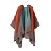 Apparel Accessories autumn and winter double-sided plain shawl with stripes plaid cashmere cape coat warm scarf_viptrois.com