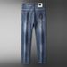 Men's Clothing Light Luxury Spring And Autumn Season New High End Washed Elastic Embroidered Jeans Men's Slim Small Straight Casual Pants Men_viptrois.com
