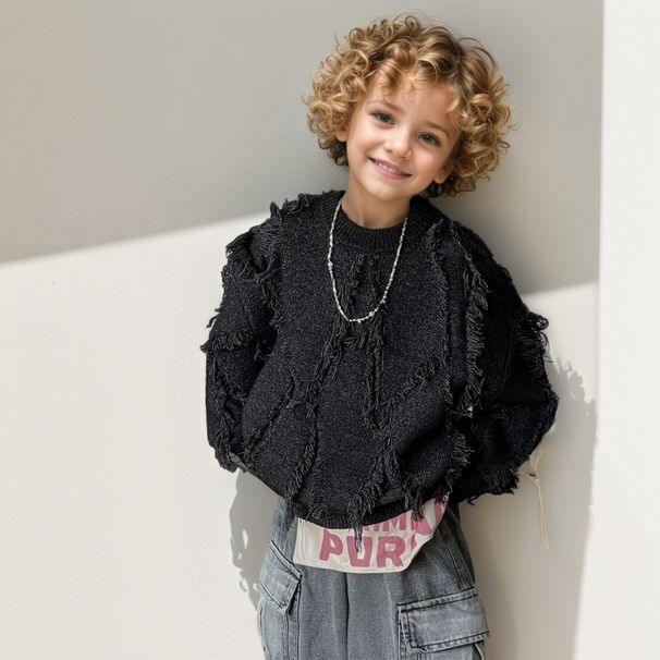 Mother & Kids Jinyong Boys Sweater 2025 Autumn New Korean Version Loose Trendy Children's Knitted Sweater Round Neck Soft Waxy_viptrois.com