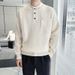 Men's Cable Knit Sweater – Relaxed Fit Crew Neck Pullover With Textured Pattern (M-XXXL) – Breathable Polyester Blend For Casual & Smart Casual Wear_viptrois.com