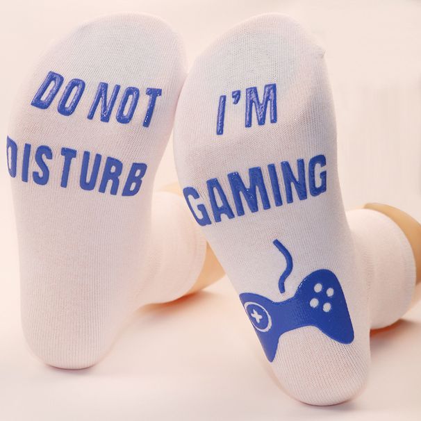 Mid-tube socks soles letter non-slip glue creative casual sports socks game socks_viptrois.com
