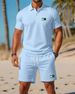 Men's Clothing Men's Nordic Simple Sports Casual Suit Printed Polo Suit_viptrois.com