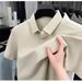2025 Summer New Seamless Jacquard T-shirt Short-sleeved Ice Silk Men's Casual Polo Half-sleeved Lapel Breathable_viptrois.com