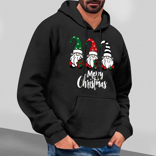 Pure 2024 European And American Christmas Hoodie For Men, Cartoon Hip-Hop Long Sleeve Holiday Style Sweatshirt, Streetwear_viptrois.com