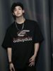 Vintage American T-shirt Letter Print Summer Trend Hiphop Street Loose Crew Neck Short Sleeve Men's_viptrois.com