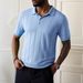 Men's Short-Sleeve Knit Polo (100% Viscose, Relaxed Fit, Seagull Collar, Ribbed Hem, Breathable & Wrinkle-Resistant, Minimalist Casual Wear)_viptrois.com