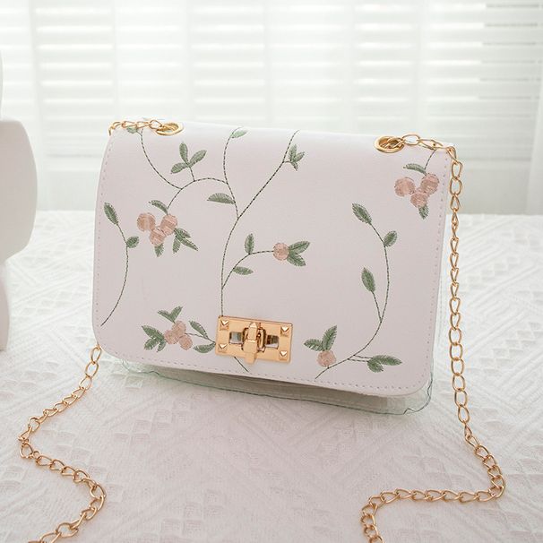 New Fashion Casual Shoulder Handbag Ancient Style Embroidery Color Matching Transparent Mother And Child Lock Chain Small Square Bag_viptrois.com