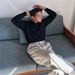 Pure Spring And Autumn High-End Korean Style Ribbed Henley Collar Knitted Long Sleeve T-Shirt For Men Commuting Casual Base_viptrois.com