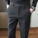 Men’s Herringbone Wool-Blend Dress Pants – Slim Fit Business Casual Trousers (Stretch Comfort, All-Season Versatility)_viptrois.com
