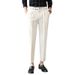 2022 Men's Casual Dress Pants Korean Style Slightly Elastic Slim Fit Cropped with Unique Waistband Drape like Style_viptrois.com