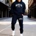 Men's Clothing Sportswear Tracksuit Casual Hoodie & Jogger Pants Set - Stylish Letter Print, Fleece-Lined Comfort, Loose Fit For Gym & Daily Wear_viptrois.com