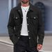Pulse 2024 Autumn Winter European American Cross-Border Casual Men's Clothing Lapel Single-Breasted Solid Color Double Pocket_viptrois.com