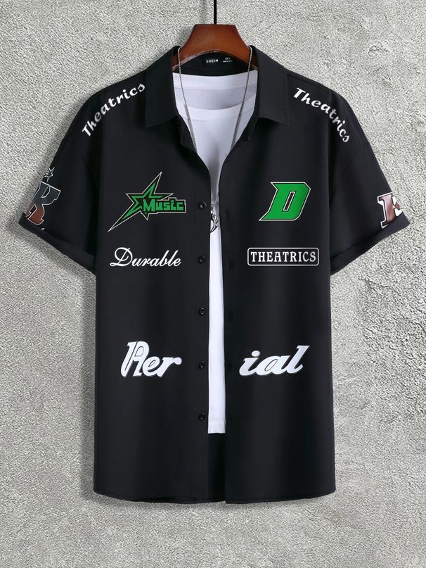 New Large Size Shirt Printing Men's Loose Trendy Short Sleeved Lapel_viptrois.com