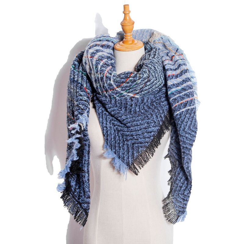 2022 Hot Selling Shawls New Bibs Autumn And Winter Large Lattice Triangle Scarves_viptrois.com