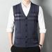 Men's Jacquard Knit Vest – V-Neck Sleeveless Sweater (Red/Gray/Khaki/Black, M-XXXL)_viptrois.com