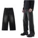 Teen Boys Vintage Style Loose Fit Straight Leg Jeans High Street Washed Denim Pants Blue Light Blue Black S to XXXL_viptrois.com