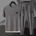 Men's Clothing Large Size Suit High End Leisure Sports Suit Men's Ice Silk Breathable Elastic Quick Drying Ultra Thin Short Sleeved Two Piece Suit_viptrois.com