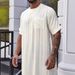 Men's Clothing Turkish Muslim Men's Short Sleeved Solid Color Medium Length Blouse Men_viptrois.com