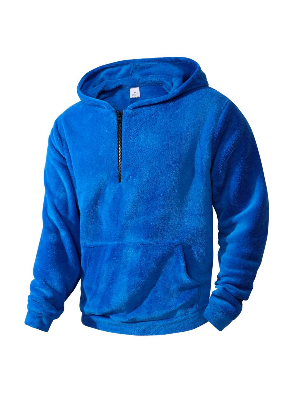 Men's Fleece Hoodie - Winter Warm Coral Fleece Pullover With Zip-Up Design, Cozy Oversized Sweatshirt For Casual & Streetwear_viptrois.com