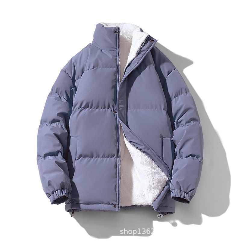 Men's Clothing Men's Cotton Coat Korean Style Plus Velvet Thickened Bread Coat Stand Collar Casual Jacket Men's Cross Border Thickening Warm_viptrois.com