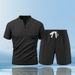Men's Clothing Casual Suit Short Sleeved Stretch Sports Shorts Two Piece Suit Casual T Shirt_viptrois.com