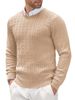 "Men's Slim-Fit Cable Knit Sweater – Classic Round Neck Pullover With Textured Design (Black/Navy/Beige, M-3XL)"_viptrois.com