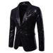 Performance Dress, Gold Sequin Korean Suit, Nightclub, Host, Emcee, Studio Jacket, Men's_viptrois.com
