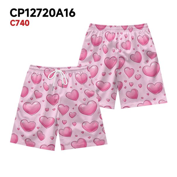 Unbeatable Quality Men's Trendy Fitness Running Sports Basketball Shorts With Niche Design, Heart Printed Versatile Five Quarter Pants_viptrois.com