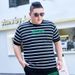 Men's Clothing plus size striped shirt short-sleeved T-shirt extra large youth fat boy half-sleeved T-shirt top 195_viptrois.com