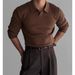 New Polo Shirt With A Collar And Long Sleeves, Knitted Sweater For Men, Light And Mature, Slim Fit_viptrois.com