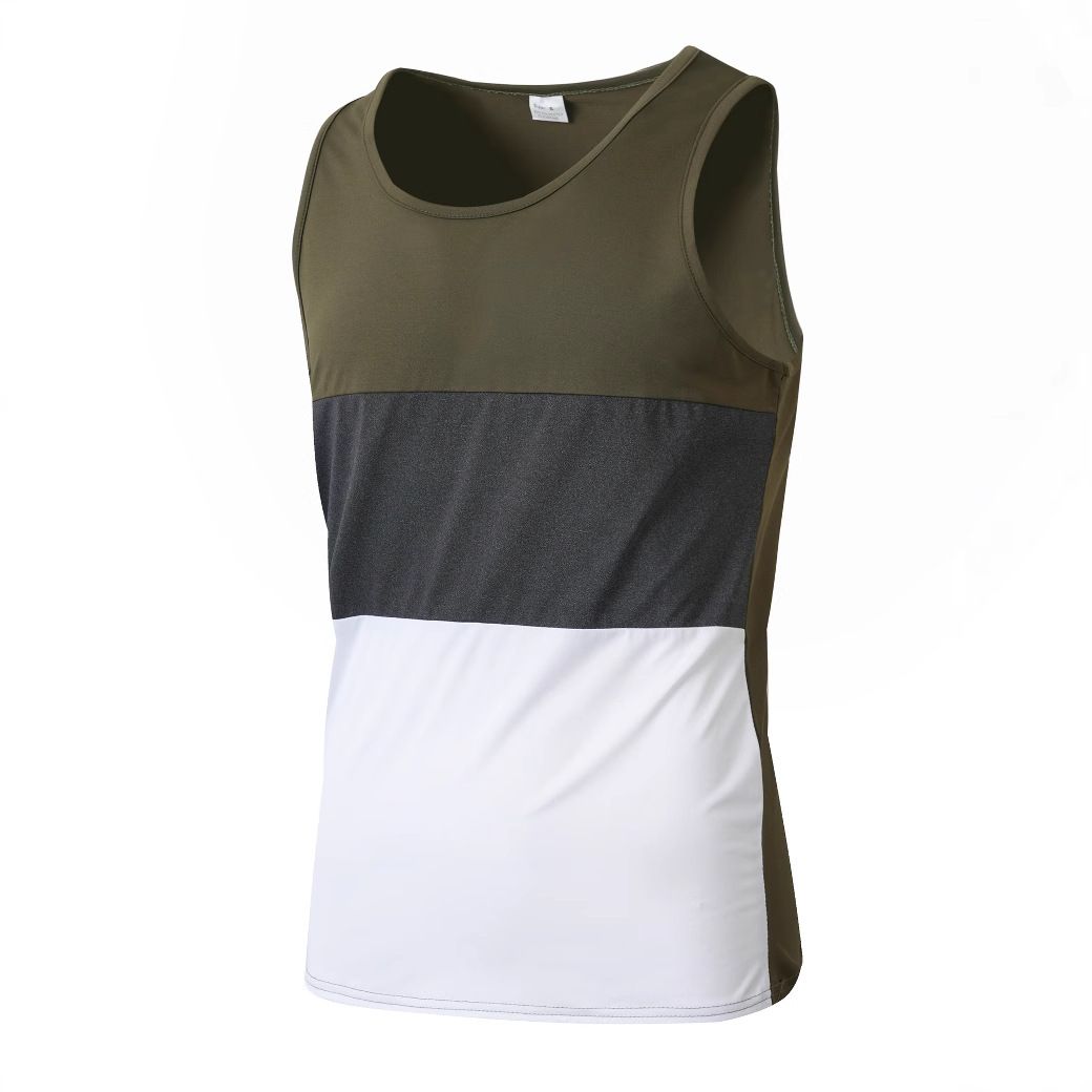 "Men's Slim Fit Workout Tank Top - Breathable Polyester Sleeveless Gym Vest With Striped Design For Summer Sports & Casual Wear"_viptrois.com