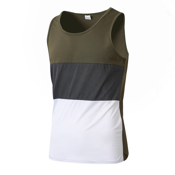 "Men's Slim Fit Workout Tank Top - Breathable Polyester Sleeveless Gym Vest With Striped Design For Summer Sports & Casual Wear"_viptrois.com