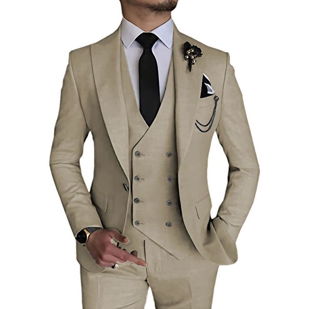 Men's Three Piece Business Casual Suit Formal Wear TR Material Autumn Collection Regular Board Type For Europe & America_viptrois.com